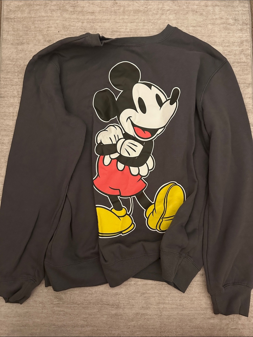 Disney Black Mickey Mouse Crewneck with Red and Yellow Accents